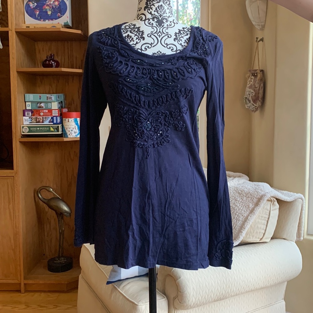 Inc Dark Blue Womens Long Sleeve Size M
